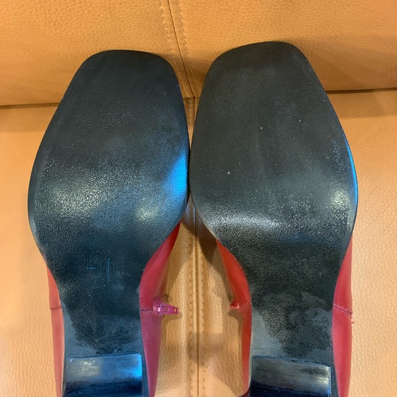 Red Leather Booties - Picture 6 of 8